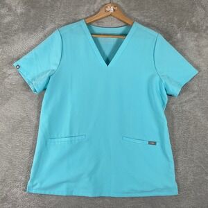 FIGS Casma Three-Pocket Scrub Top Women's Large Blue Technical Collection